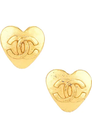 CHANEL 1995 Heart Clip-On Earrings in Metallic
