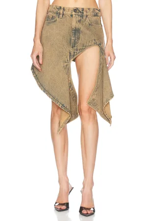 Y / PROJECT Cut Out Mini Skirt in Denim-Medium