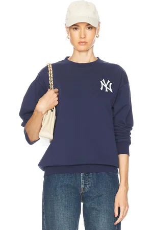 Sporty & Rich Yankees Serif Crewneck Sweater in Navy