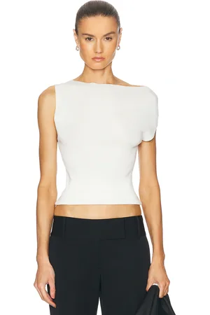 St Agni Asymmetric Knit Top in White