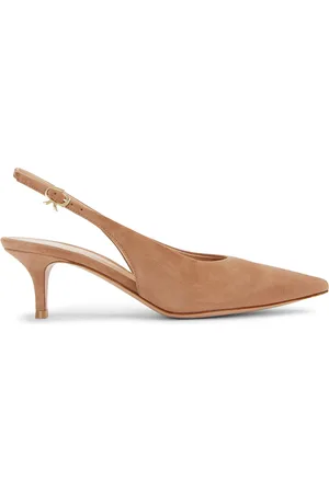 Gianvito Rossi Camoscio Slingback Kitten Heel in Brown