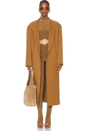 Norma Kamali Oversized Double Breasted Midcalf Coat in Brown