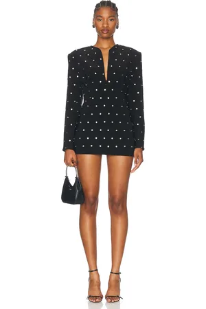 Norma Kamali Long Sleeve Shoulder Pad V Neck Zip Front Jacket in
