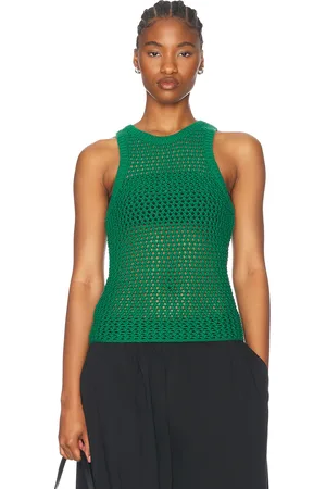St Agni Cotton Crochet Tank Top in Green