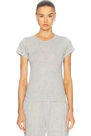 ÉTERNE Fitted Crewneck Short Sleeve T-Shirt in Grey