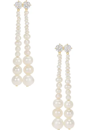 COMPLETEDWORKS Freshwater Pearl CZ Earrings in Metallic Gold