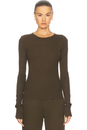 ÉTERNE Long Sleeve Fitted Top in Army