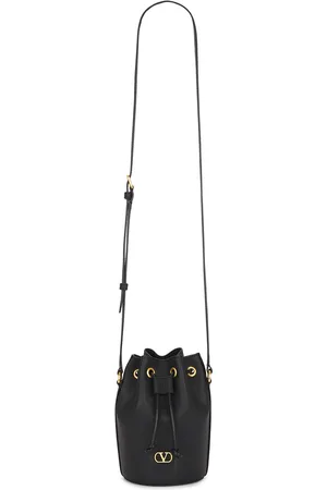 VALENTINO GARAVANI V Logo Signature Mini Drawstring Bag in Black