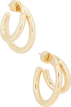 Jennifer Fisher Double Lilly Mini Hoop Earrings in Metallic Gold