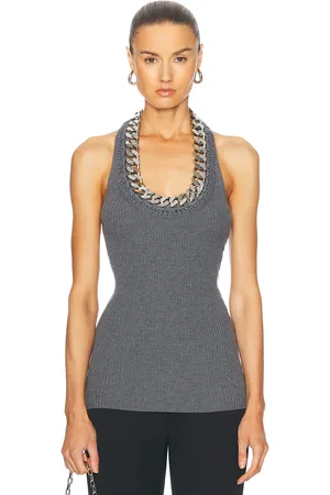 Stella McCartney Falabella Chain Top in Dark Grey in Grey