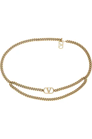 VALENTINO GARAVANI V Logo Signature Chain Belt in Metallic Gold