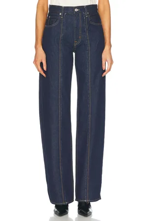 SLVRLAKE Cassie Distressed Edge Relaxed in Denim-Dark