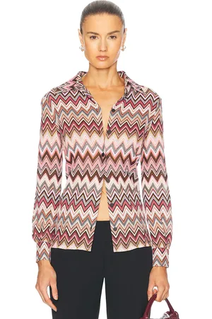 Missoni Long Sleeve Button Down Top in Pink