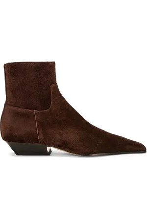 Khaite Marfa Classic Flat Ankle Boot in Brown