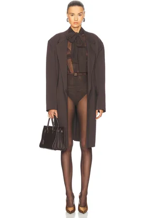Norma Kamali Oversized Double Breasted Jacket in Chocolate