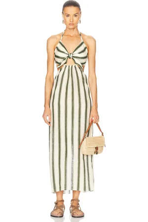 JOHANNA ORTIZ Los Siete Mares Ankle Dress in Neutral,Dark Green