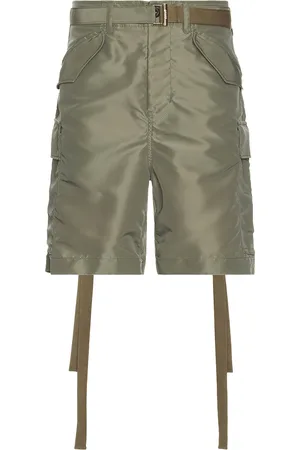 SACAI Nylon Twill Shorts in Olive