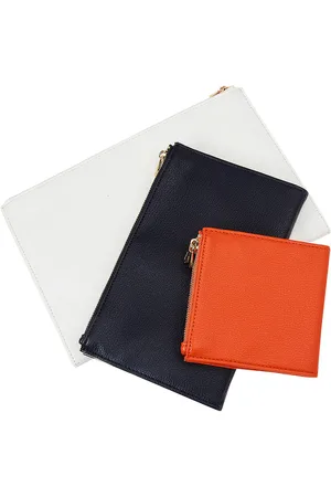 Wolf Maria Set Of 3 Zip Pouches in Orange