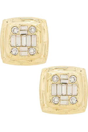 Amina Muaddi Jeanne Earrings in Metallic Gold