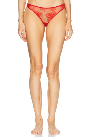 FLEUR DU MAL Bouquet Lace Cheeky Underwear in Red