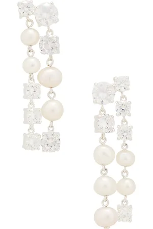 COMPLETEDWORKS Freshwater Pearl CZ Earrings in Metallic Silver