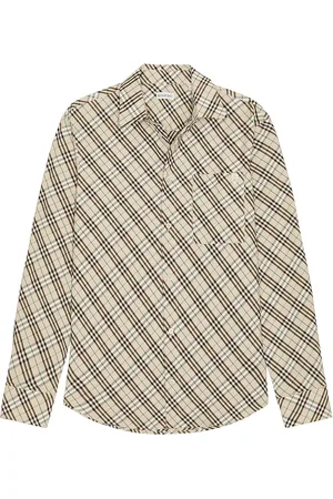 Burberry Long Sleeve Check Shirt in Brown