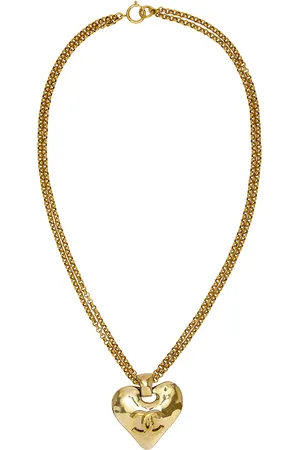 CHANEL 1993 CC Heart Necklace in Metallic