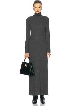 Guest In Residence Wide Rib Cashmere Turtleneck Dress in