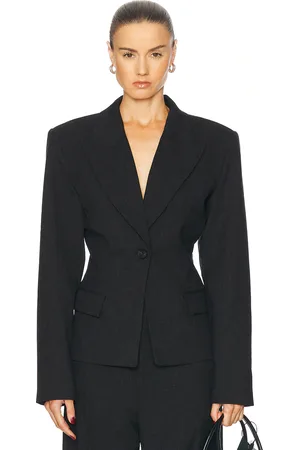 EAVES Melange Suiting Cinched Blazer in Grey