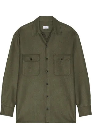 Ghiaia Cashmere Virgin Wool Working Shirt in Green