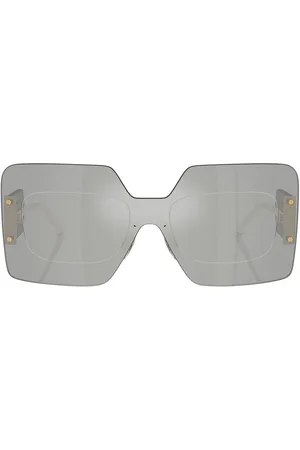 VERSACE Oversized Square Sunglasses in Metallic Silver