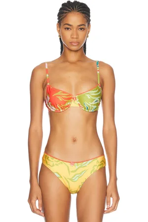 Solid The Daphne Bikini Top in Green,Orange
