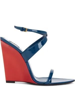 Saint Laurent Wedge Sandal in Blue