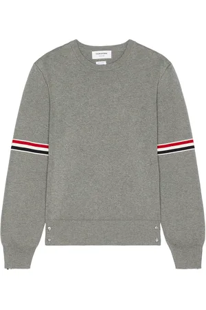 Thom Browne Milano Stitch Crew Neck Pullover in Grey