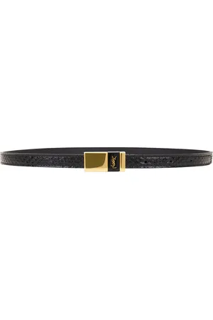 Saint Laurent Python Thin Anchor Belt in Black