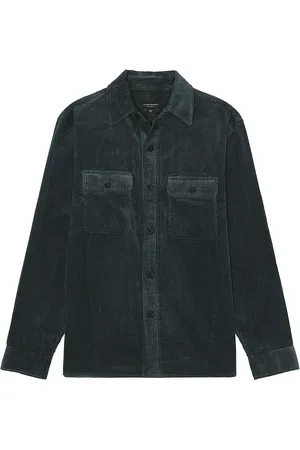 CLUB MONACO Wide Wale Corduroy Shirt in Blue