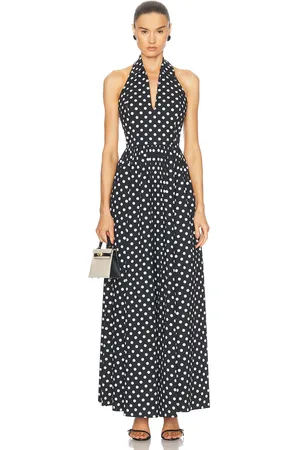 Caroline Constas Aya Open Back Collared Gown in Black