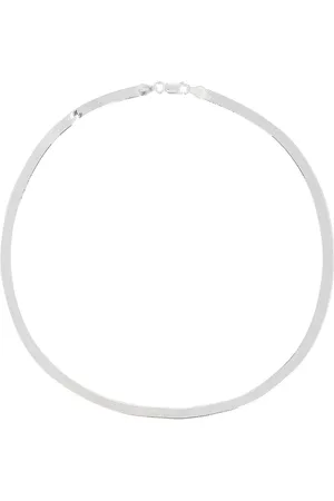 mega Herringbone 16 Necklace in Metallic Silver