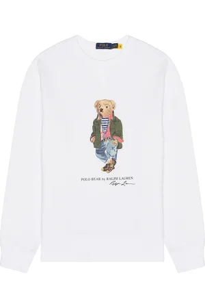Ralph Lauren Explorer Bear Crewneck Sweatshirt in White in White