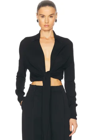 Salvatore Ferragamo Long Sleeve Wrap Top in Black