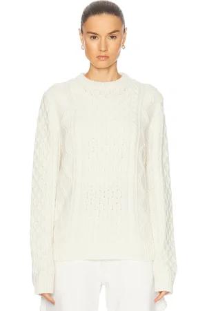 Guest In Residence Allday Cable Crew Neck Sweater in Cashmere Blend in
