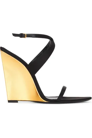Saint Laurent Wedge Sandal in Black
