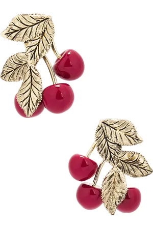 Saint Laurent Earrings in Red,Metallic Gold