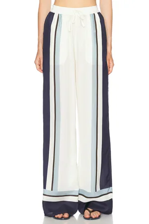 Nicholas Sandra Pull On Wide Leg Pant in White,Navy
