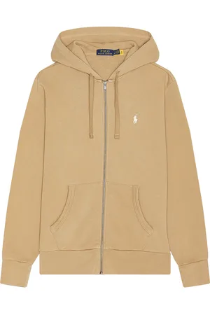 Ralph Lauren Loopback Terry Full Zip Hoodie in Tan