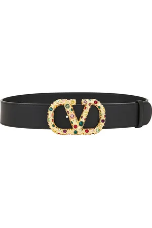 VALENTINO GARAVANI V Logo Jewele Signature 40 Belt in Black