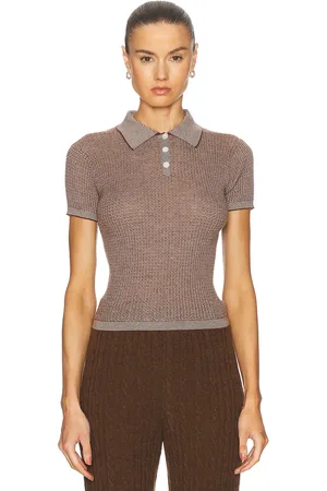 Guest In Residence Cashmere Shrunken Polo in Brown