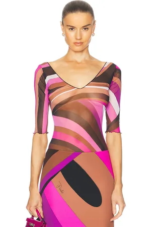 Emilio Pucci Short Sleeve Bodysuit in Fuchsia