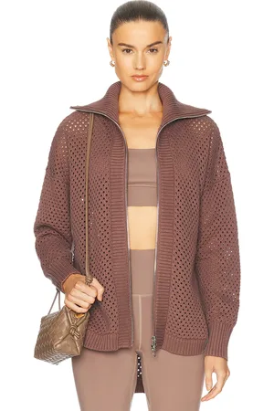 Varley Finn Longline Knit Jacket in Brown