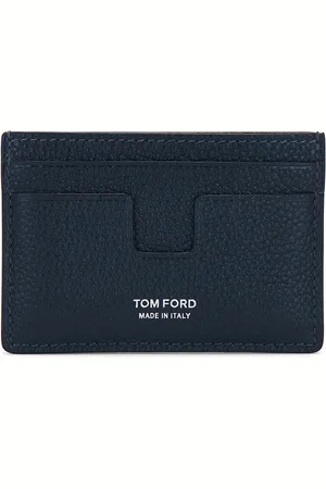 Tom Ford Soft Grain Leather T Line Cardholder in Navy